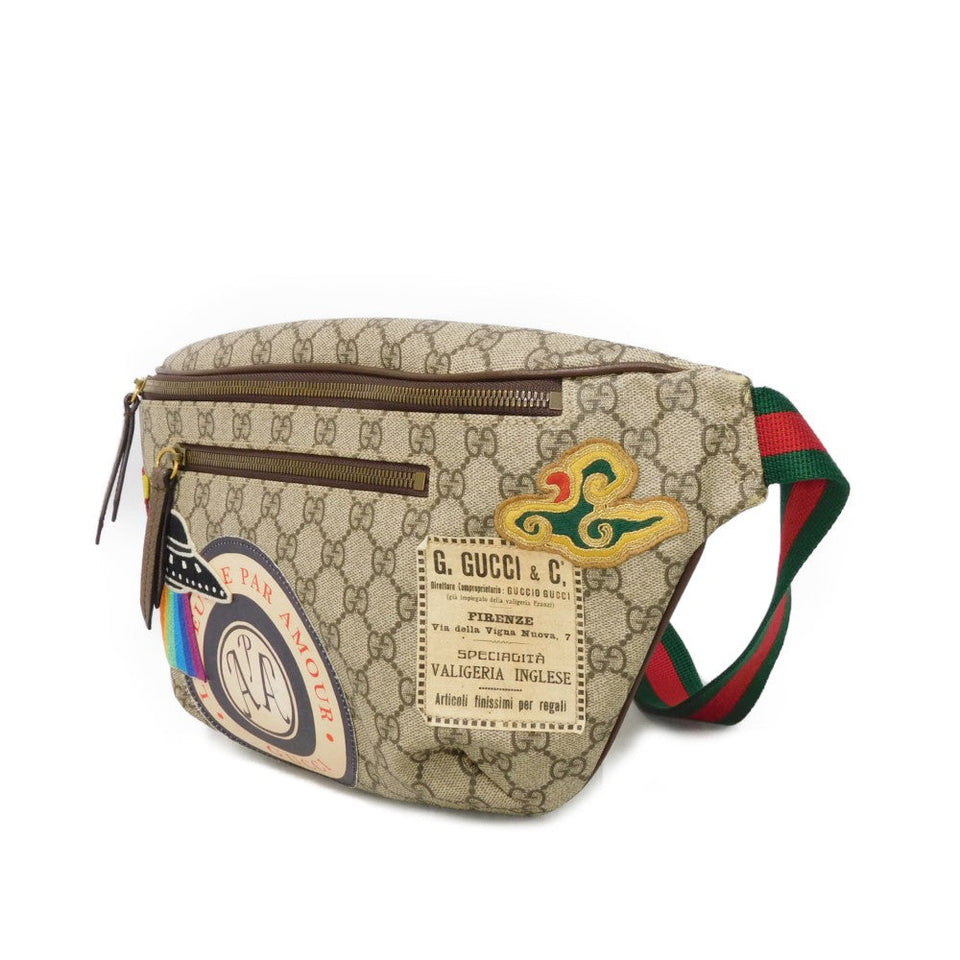 Gucci Sling bag 529711 GG Supreme canvas (polyurethane processing) beige Multicolor Web Stripe Applique GG Supreme embroidery courier belt bag mens