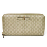 Gucci Long Wallet Purse 388680 GG striped leather Champagne Gold Zip Around Micro GG Shima Guccissima Ribbon Zip Around Wallet Women