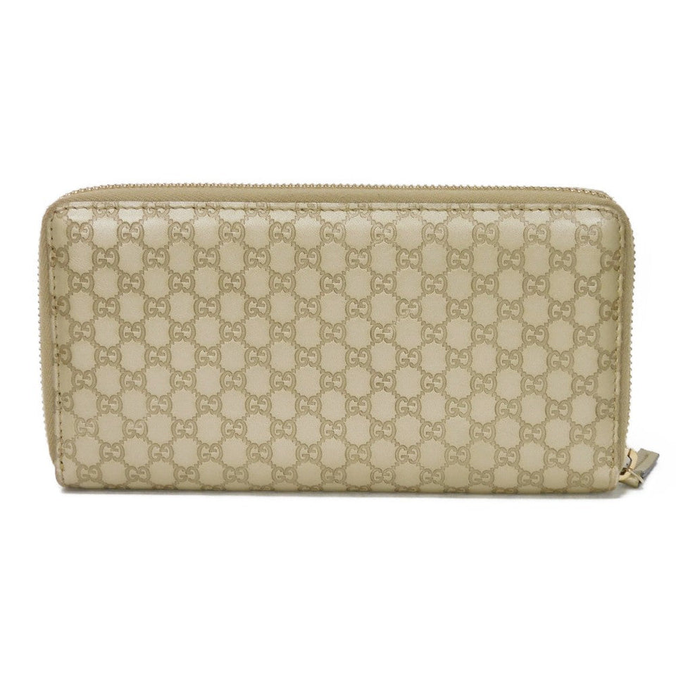 Gucci Long Wallet Purse 388680 GG striped leather Champagne Gold Zip Around Micro GG Shima Guccissima Ribbon Zip Around Wallet Women