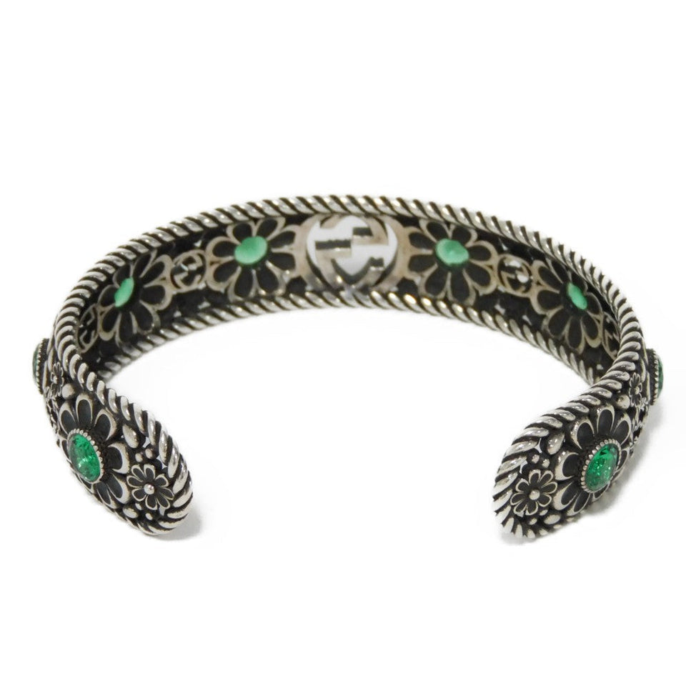 Gucci bracelet 607107 J7457 8137 Ag925 multicolor 16 Double G Arabesque Smoked Interlocking G Flower Crystal Bangle Women