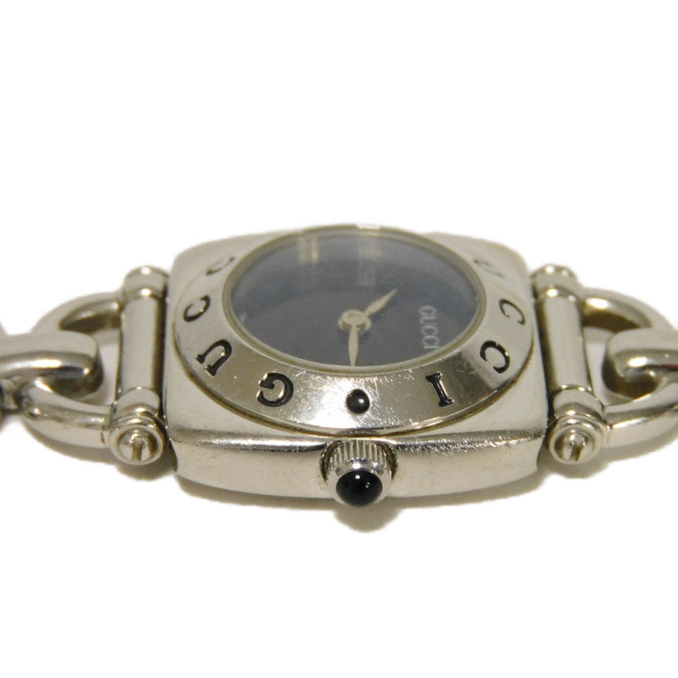 Gucci Watches Quartz 6400L Stainless Steel Silver Square Horsebit black dial