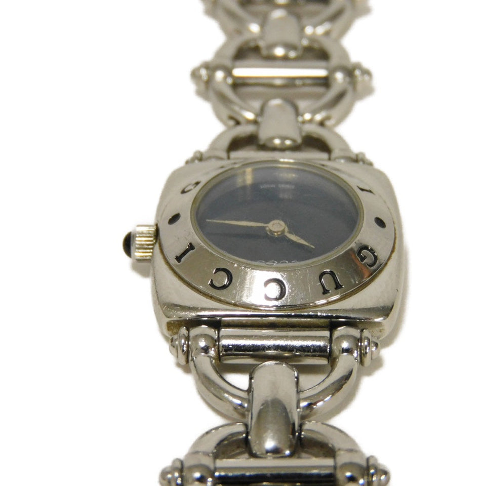 Gucci Watches Quartz 6400L Stainless Steel Silver Square Horsebit black dial