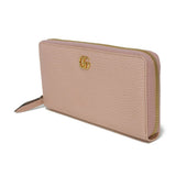 Gucci Long Wallet Purse 456117 CAO0G 5909 Textured leather Perfect pink Pastel Zip Around GG Marmont Double G zip around wallet Women