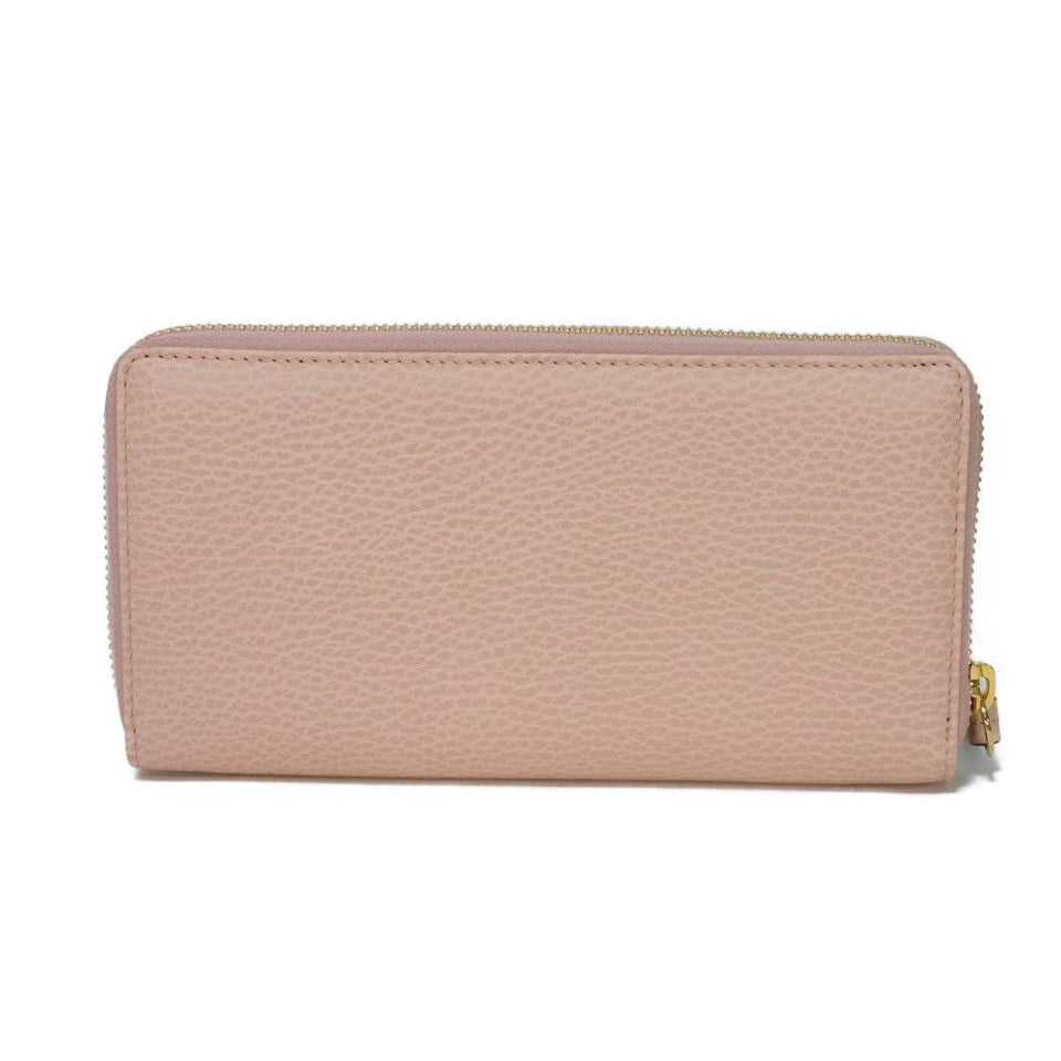 Gucci Long Wallet Purse 456117 CAO0G 5909 Textured leather Perfect pink Pastel Zip Around GG Marmont Double G zip around wallet Women