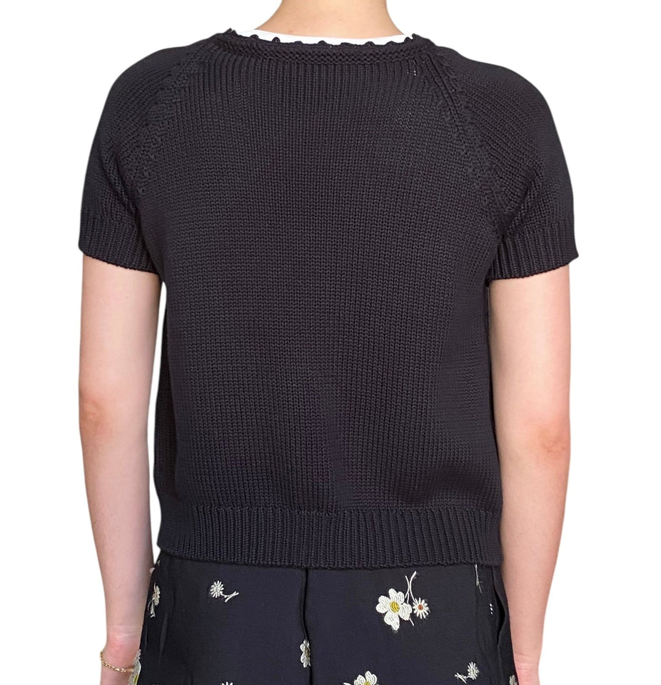 Prada Black Short Sleeve Knit igan - 44