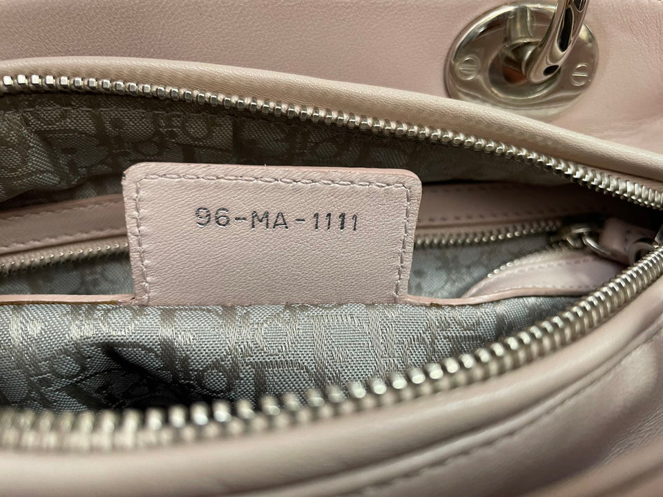 Christian Dior Cherry Blossom Pink Lady Dior Bag in Lambskin with Silver Hardware
