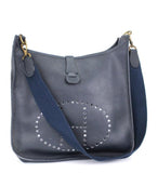 Hermes Evelyn GM Shoulder Bag Taurillon Clemence Navy