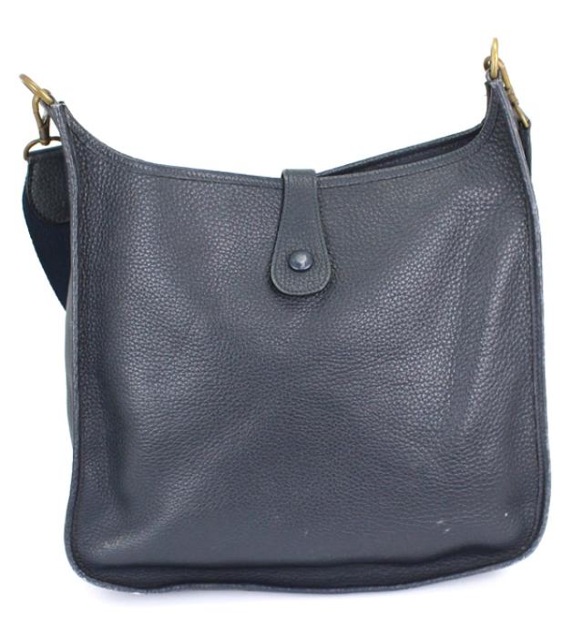Hermes Evelyn GM Shoulder Bag Taurillon Clemence Navy