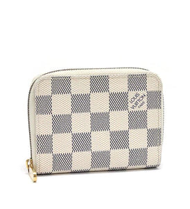 Louis Vuitton Zippy Coin Purse Case Damier Azur White