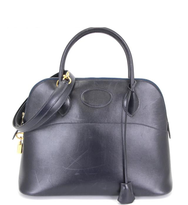 Hermes Bolide 31 2way Hand Shoulder Bag Navy Boxcalf ?B Engraved