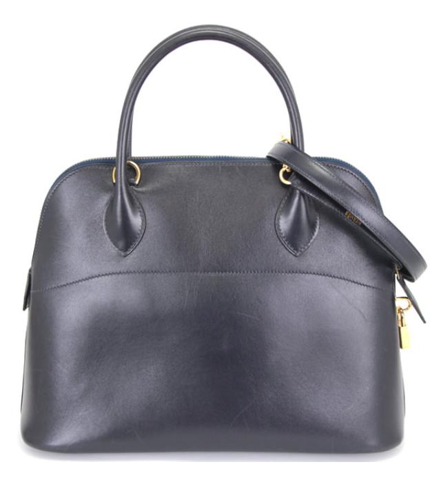Hermes Bolide 31 2way Hand Shoulder Bag Navy Boxcalf ?B Engraved