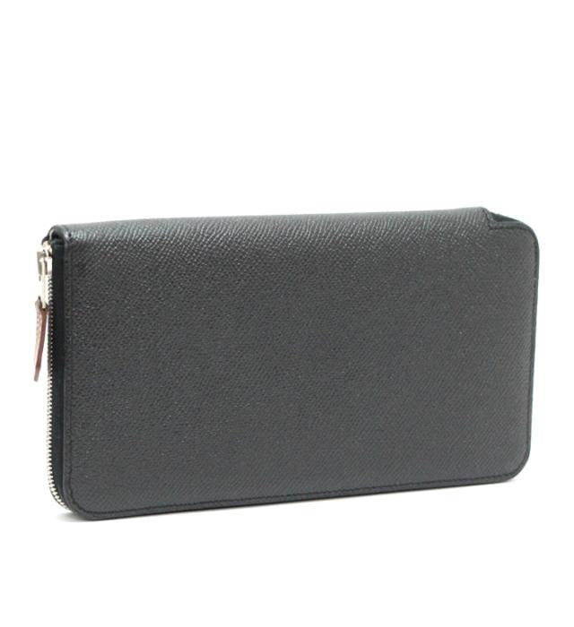 Hermes Azap Round Zipper Long Wallet Epson Black T Engraved