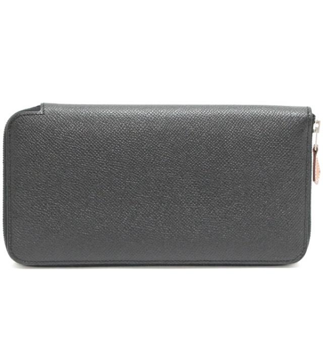 Hermes Azap Round Zipper Long Wallet Epson Black T Engraved