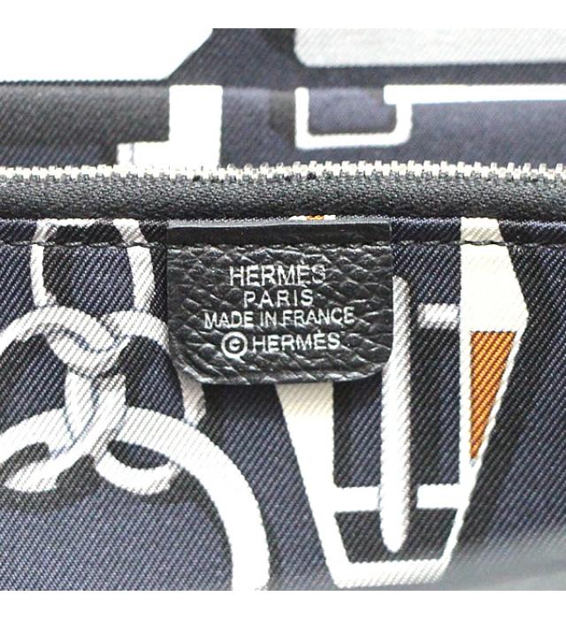 Hermes Azap Round Zipper Long Wallet Epson Black T Engraved