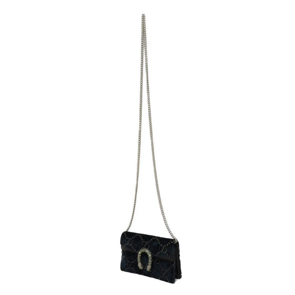 Gucci Shoulder Bag 476432 9TIBN 4264 Velvet x Patent Leather x Calf Leather blue Tiger Head Crystal Good Condition GG velvet Dionysus Super Mini Bag Women