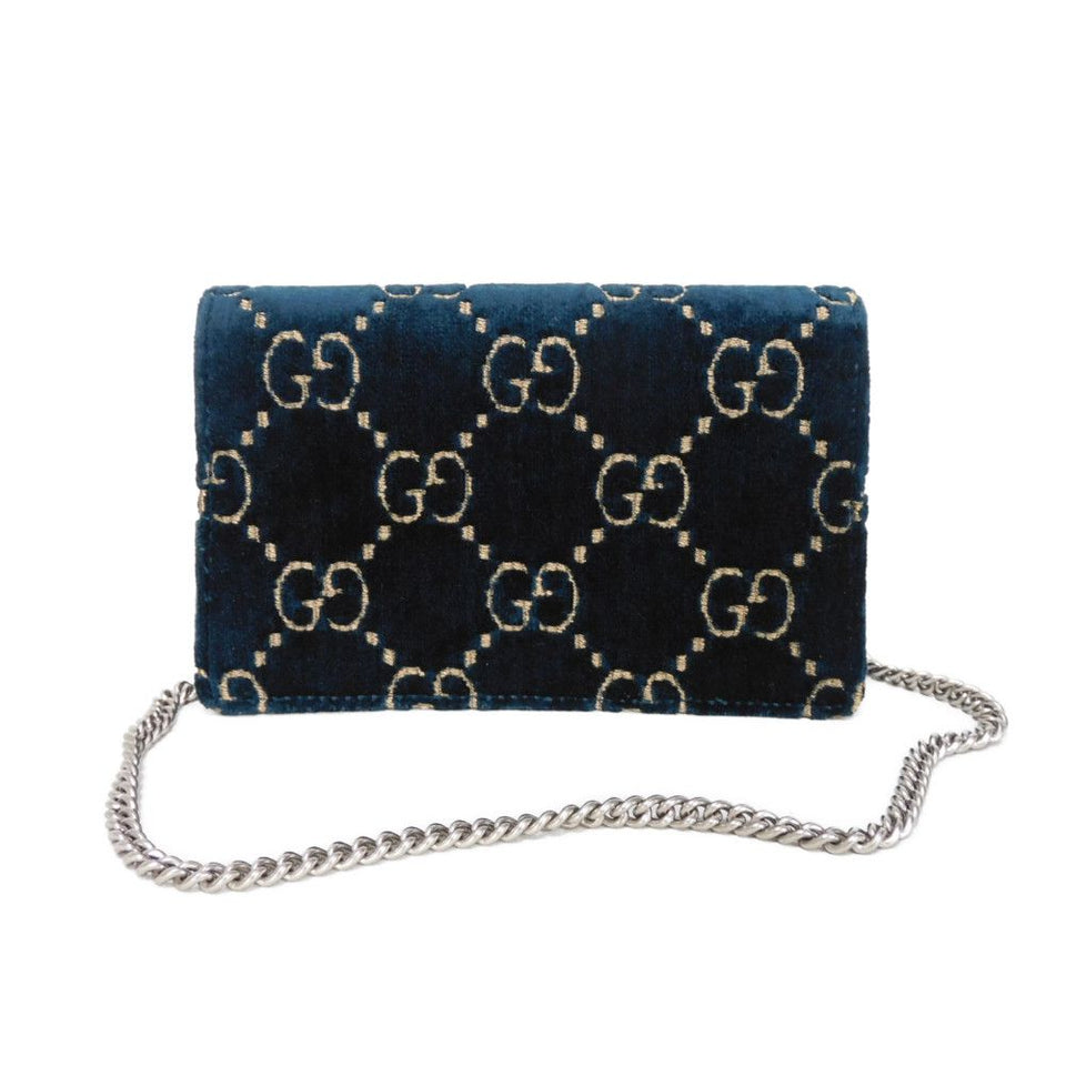 Gucci Shoulder Bag 476432 9TIBN 4264 Velvet x Patent Leather x Calf Leather blue Tiger Head Crystal Good Condition GG velvet Dionysus Super Mini Bag Women