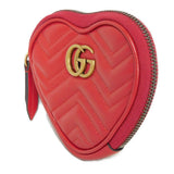 Gucci Coin case 699517 DTDHT 6433 Calf leather Red Current Chevron Keyring, in good condition GG Marmont Double G heart-shaped coin purse Women