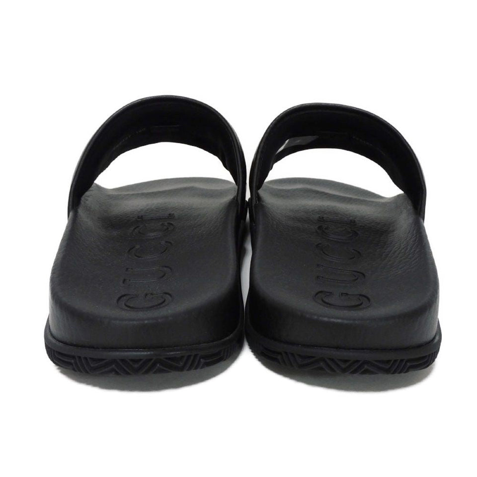 Gucci Sandals 722427 0R030 1000 Calfskinx rubber black Double G logo embossed orange unused Interlocking G GOOD GAME Slide mens 9