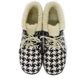 Gucci boots 591039 wool Ivory Houndstooth pattern, all-over pattern, black, lace-up, unused Tweed Boa Ankle Women 37