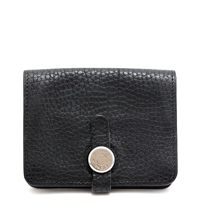 Hermes Dogon Card Case Taurillon Clemence Black □k Engraved