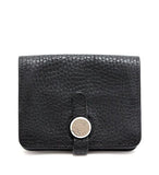 Hermes Dogon Card Case Taurillon Clemence Black □k Engraved