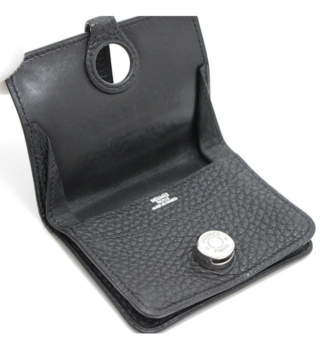 Hermes Dogon Card Case Taurillon Clemence Black □k Engraved