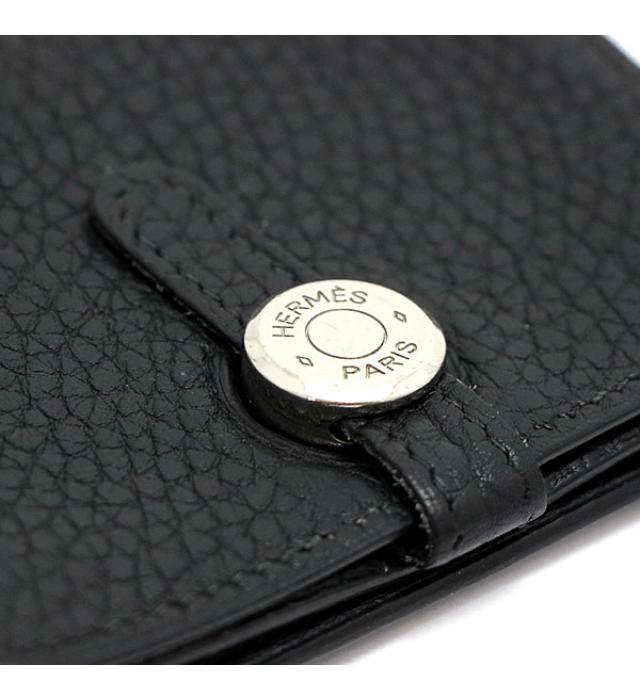 Hermes Dogon Card Case Taurillon Clemence Black □k Engraved