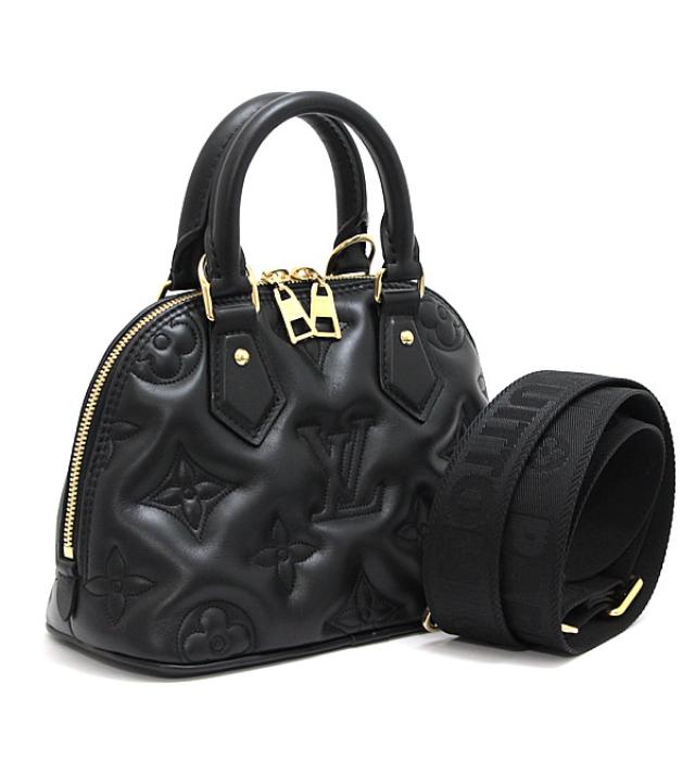 Louis Vuitton Alma BB 2way Handbag Leather Black