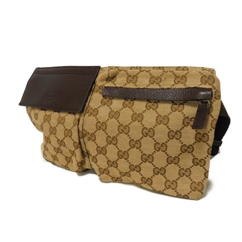 Gucci Sling bag 28566 GG nylon canvas x calf leather beige Logo embossing GG canvas waist bag