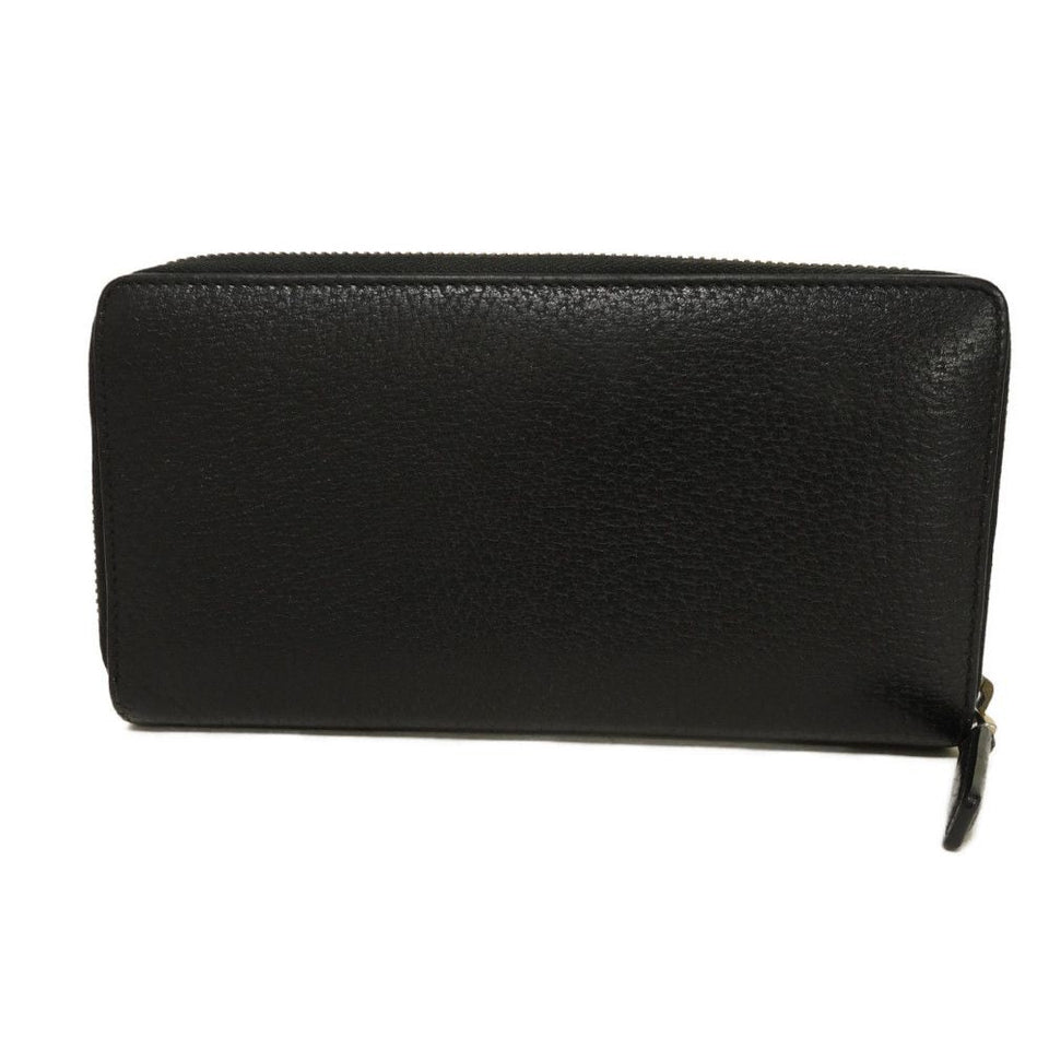 Gucci Long Wallet Purse 435298 DJ21T 1060 Calf leather (embossed) black Web Sherry Zip Around Logo embossing Agora Zip Around Wallet mens
