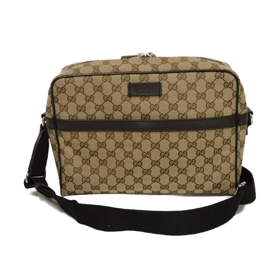 Gucci Shoulder Bag 449173 KY9KN 9886 GG canvas x calf leather beige Logo embossing GG canvas messenger bag