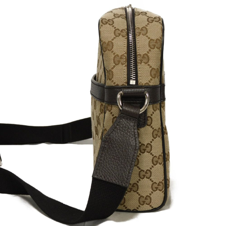 Gucci Shoulder Bag 449173 KY9KN 9886 GG canvas x calf leather beige Logo embossing GG canvas messenger bag