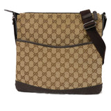 Gucci Shoulder Bag 145857 GG canvas x calf leather beige GG canvas Perforated leather messenger bag