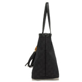 Gucci Tote Bag 354665 GG denim canvas x calf leather black Tassel charm GG denim tote