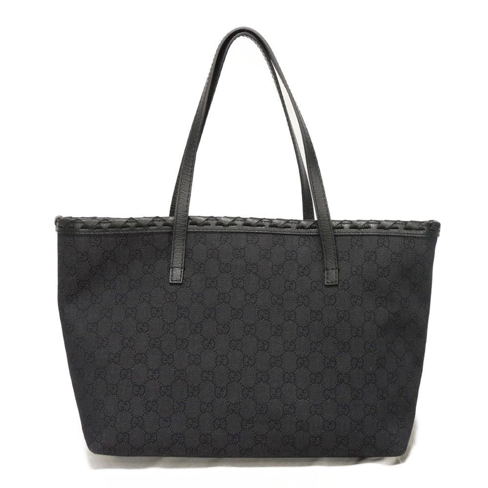 Gucci Tote Bag 354665 GG denim canvas x calf leather black Tassel charm GG denim tote