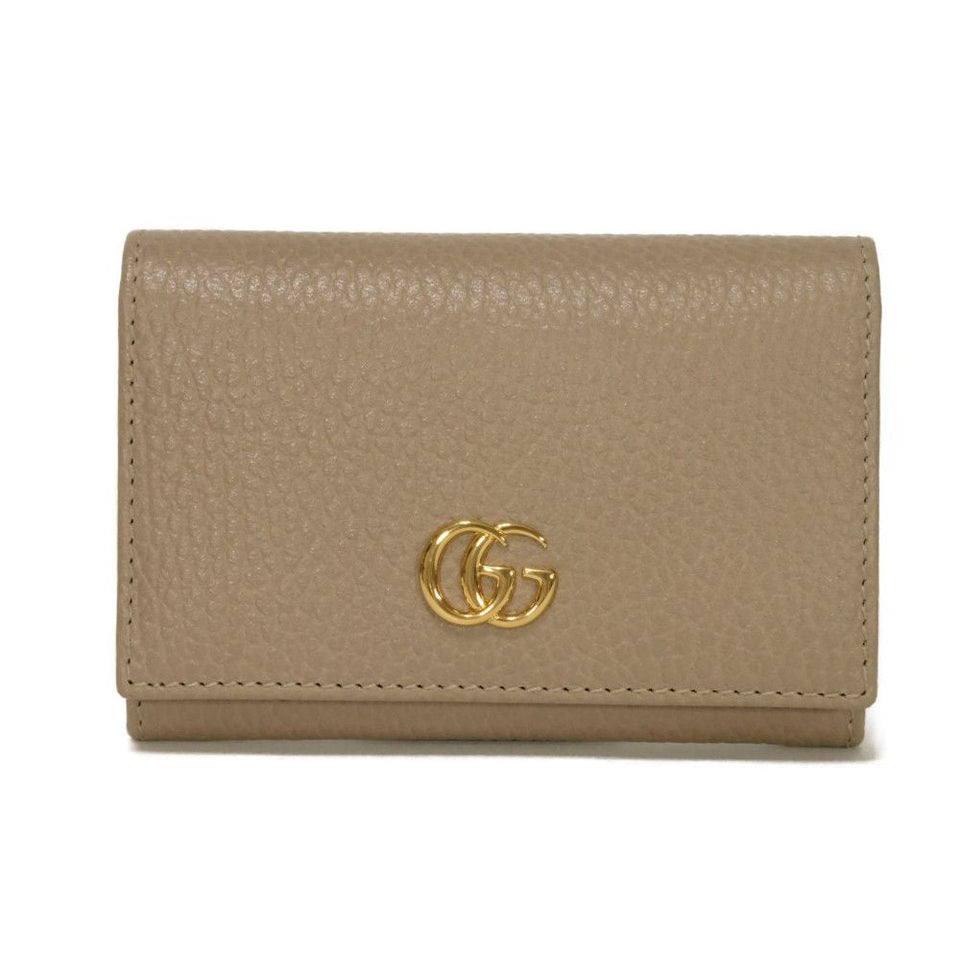Gucci Card Case 739525 CAO2G 1544 Calf leather (embossed) Taupe Current pink beige pass case in good condition GG Marmont Double G Bicolor Card Holder Women