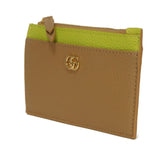 Gucci Coin case 837966 AAE5F 2843 Calf leather (embossed) beige Current Bicolor Green Keyring Unused GG Marmont Double G Zip Key Pouch unisex(Unisex)