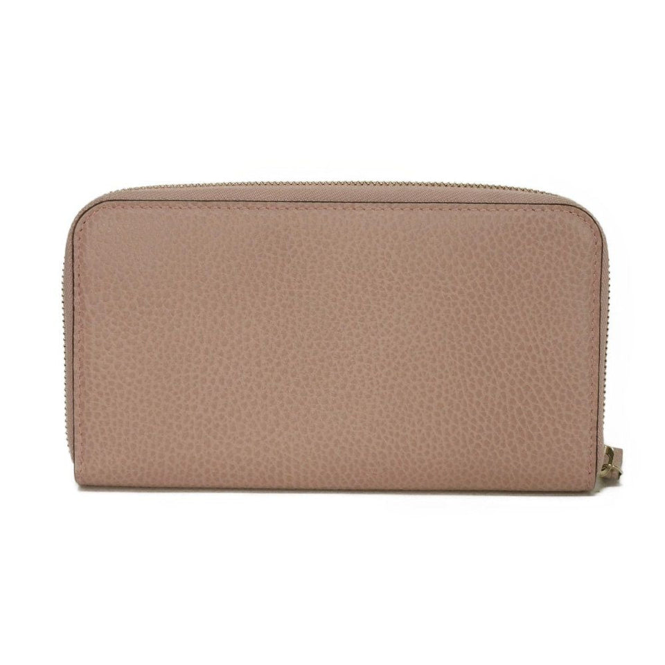 Gucci Long Wallet Purse 449347 CAO0G 5806 Calf leather (embossed) Soft pink Interlocking G Double G zip around wallet