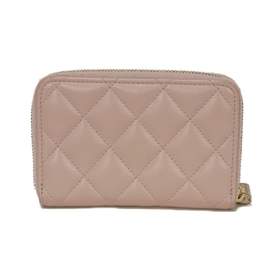Chanel Coco Pearl Zip Coin Purse Lambskin Coin Case
