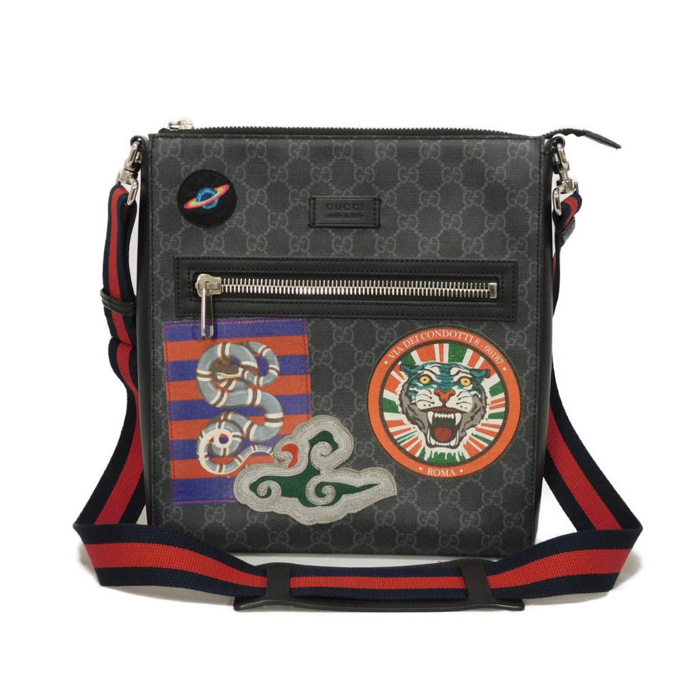 Gucci Shoulder Bag 474137 9F23N 8850 GG Supreme canvas (polyurethane processing) x Calfskin leather black Embroidery GG Supreme Messenger Bag