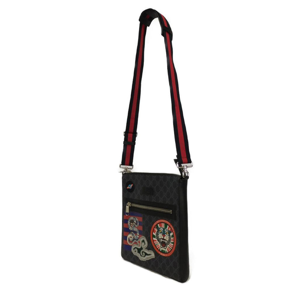 Gucci Shoulder Bag 474137 9F23N 8850 GG Supreme canvas (polyurethane processing) x Calfskin leather black Embroidery GG Supreme Messenger Bag