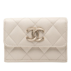 Chanel Coco Mark Matelassé Caviar Skin Trifold Wallet