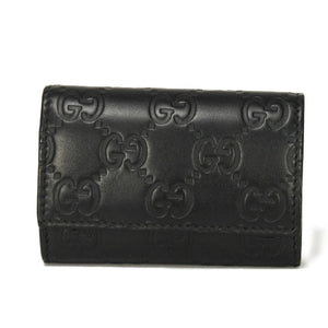 Gucci Key case Key holder  138093 Calf leather black GG Shima Guccissima 6-ring keychain