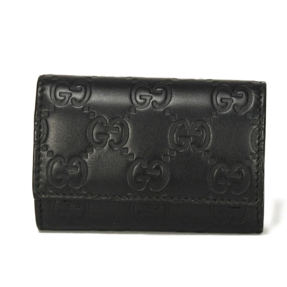 Gucci Key case Key holder  138093 Calf leather black GG Shima Guccissima 6-ring keychain
