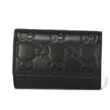 Gucci Key case Key holder  138093 Calf leather black GG Shima Guccissima 6-ring keychain