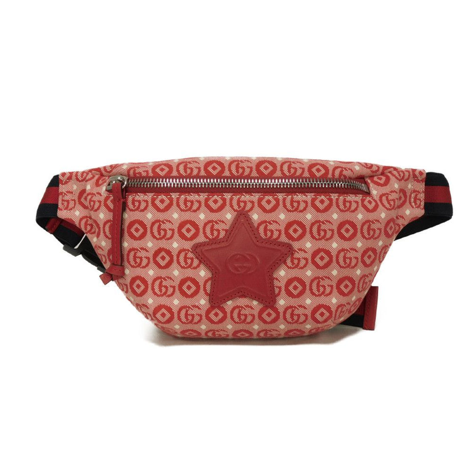 Gucci Sling bag 502095 FABBD 6479 Cotton canvas x calf leather Red GG Web Cotton Unused Chilled license Star Interlocking G Waist Pouch Kids
