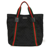 Gucci Tote Bag 189669 GG canvas x calf leather (embossed) black Logo embossing GG canvas tote
