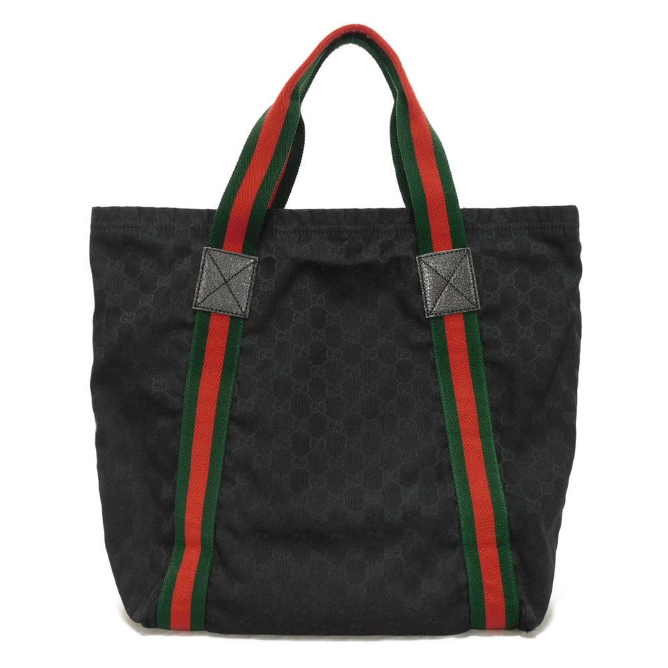 Gucci Tote Bag 189669 GG canvas x calf leather (embossed) black Logo embossing GG canvas tote