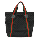 Gucci Tote Bag 189669 GG canvas x calf leather (embossed) black Logo embossing GG canvas tote