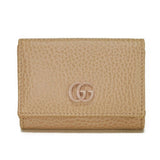 Gucci Tri-fold wallet 735212 Textured leather pink beige GG Marmont Double G Compact Wallet